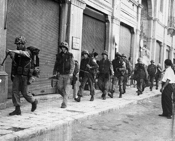 US marines on the streets of Beirut the following day of Iraq's 1958 revolution