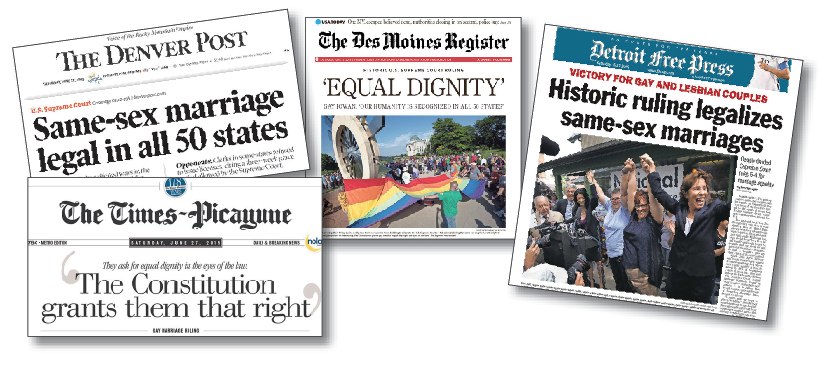 Selected newspaper responses to the same-sex marriage ruling