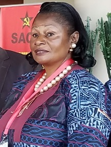 Justine Assango espe Tadjo, National President of the Federation Nationale Des Travilleurs De La Communication et Des Postes,  the postal and communications union in Cameroon.